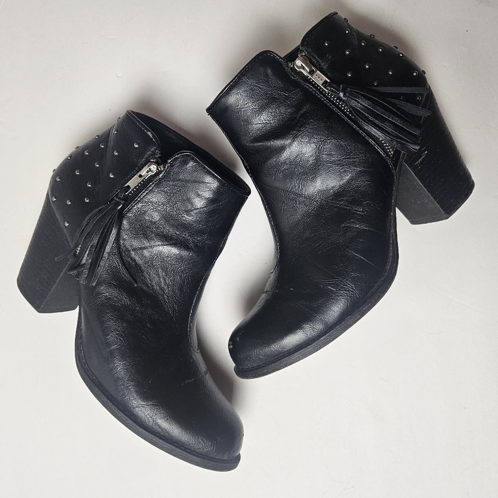 Olsenboye | Leather-like studded ankle boots, size 10